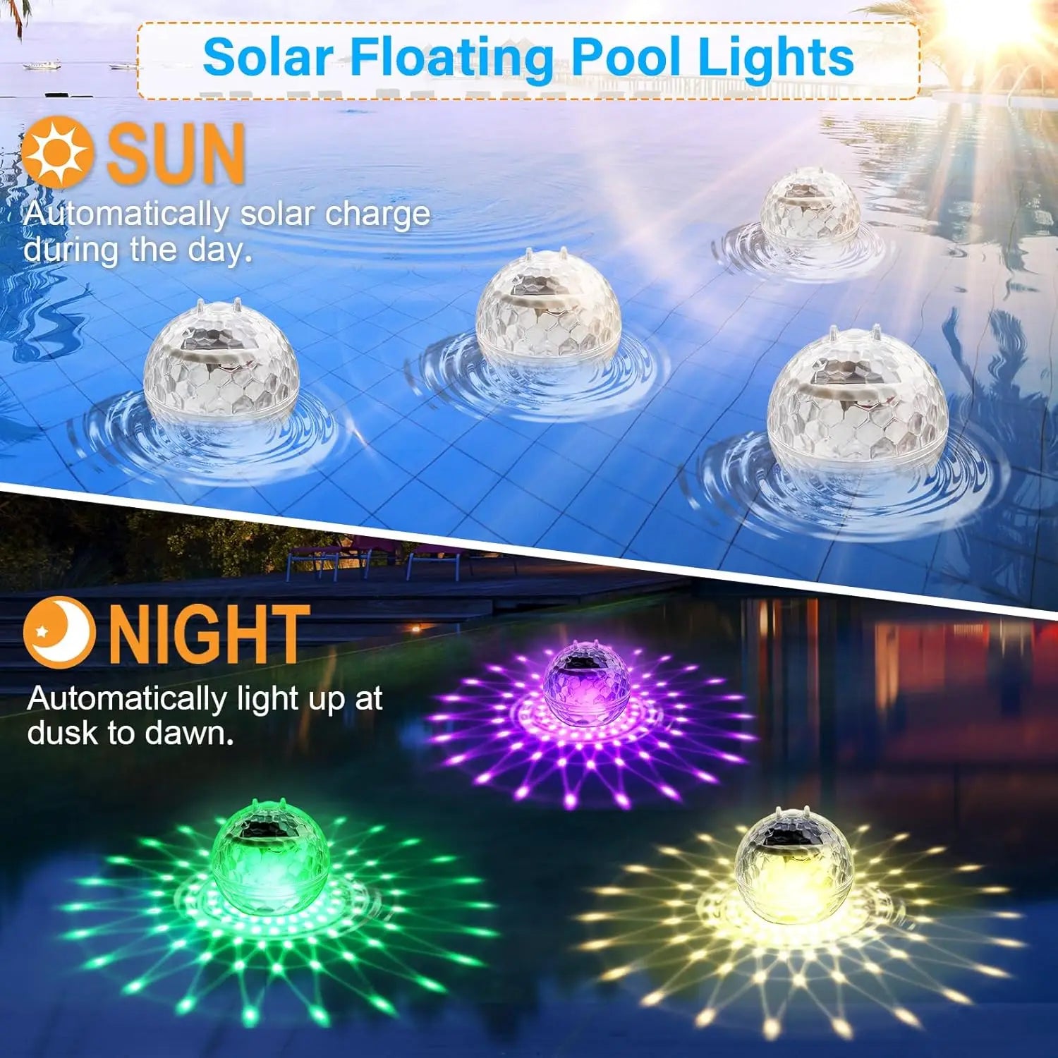 Floating Solar Pool Lights – Waterproof RGB LED Light