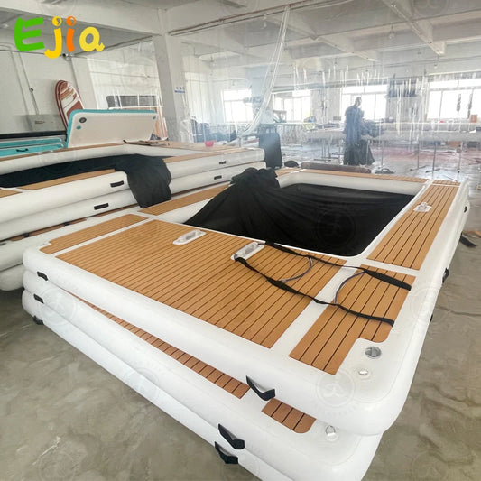 Inflatable Yacht Sea Pool – 13x10ft Floating Dock w/ Net